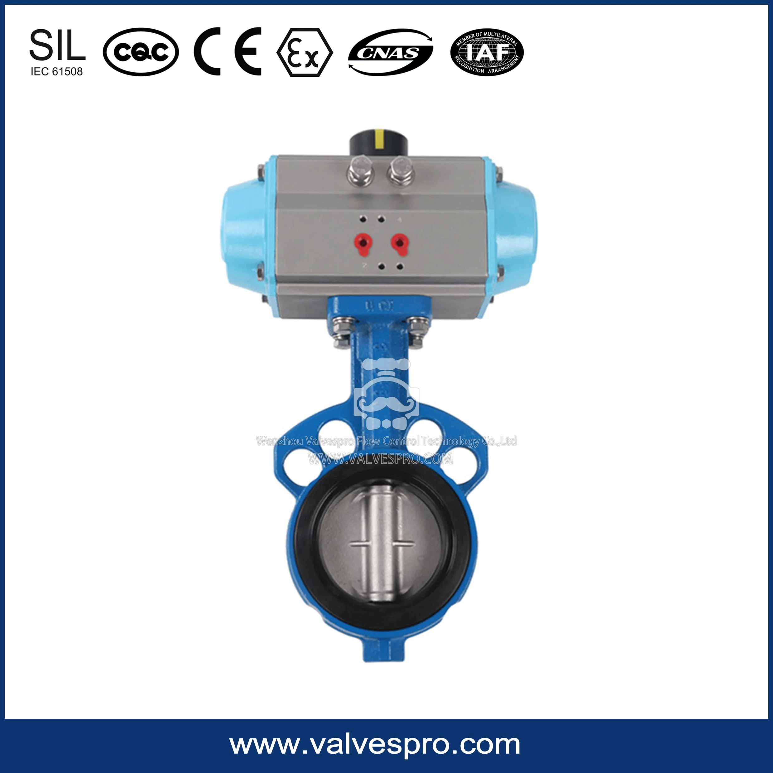 D671f-16p Pneumatic flúor Válvula de Mariposa Tipo Wafer con acero inoxidable