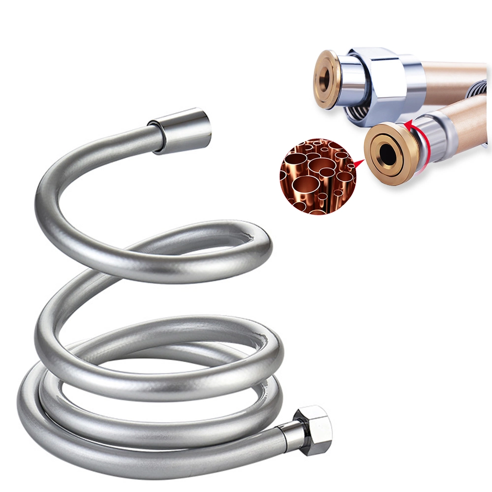 Brass Nuts Silver Shower Hose Water Tube Plastic Pipe with 1.5 Meters