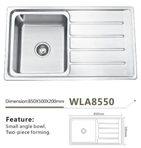 Kitchen Sink Stainless Steel Single Drain Topmount Sink Wla8550