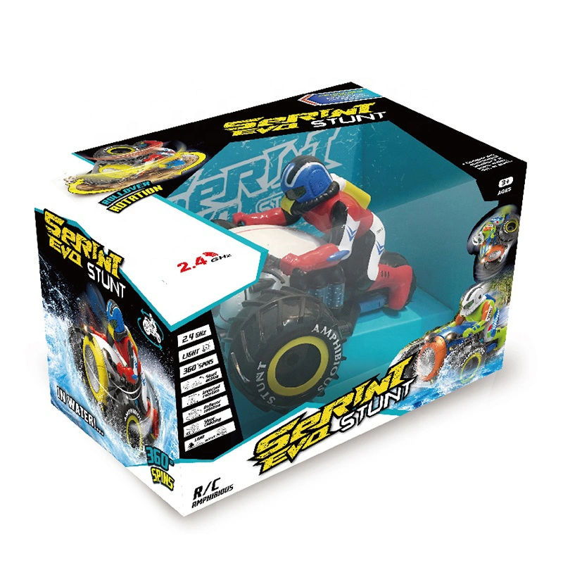 OEM/ODM Scooter des eaux Moto télécommandée Rotation à 360 degrés 2.4G Voiture de cascade de course télécommandée étanche amphibie Jouets de moto pour enfants Modèle de moto R/C.