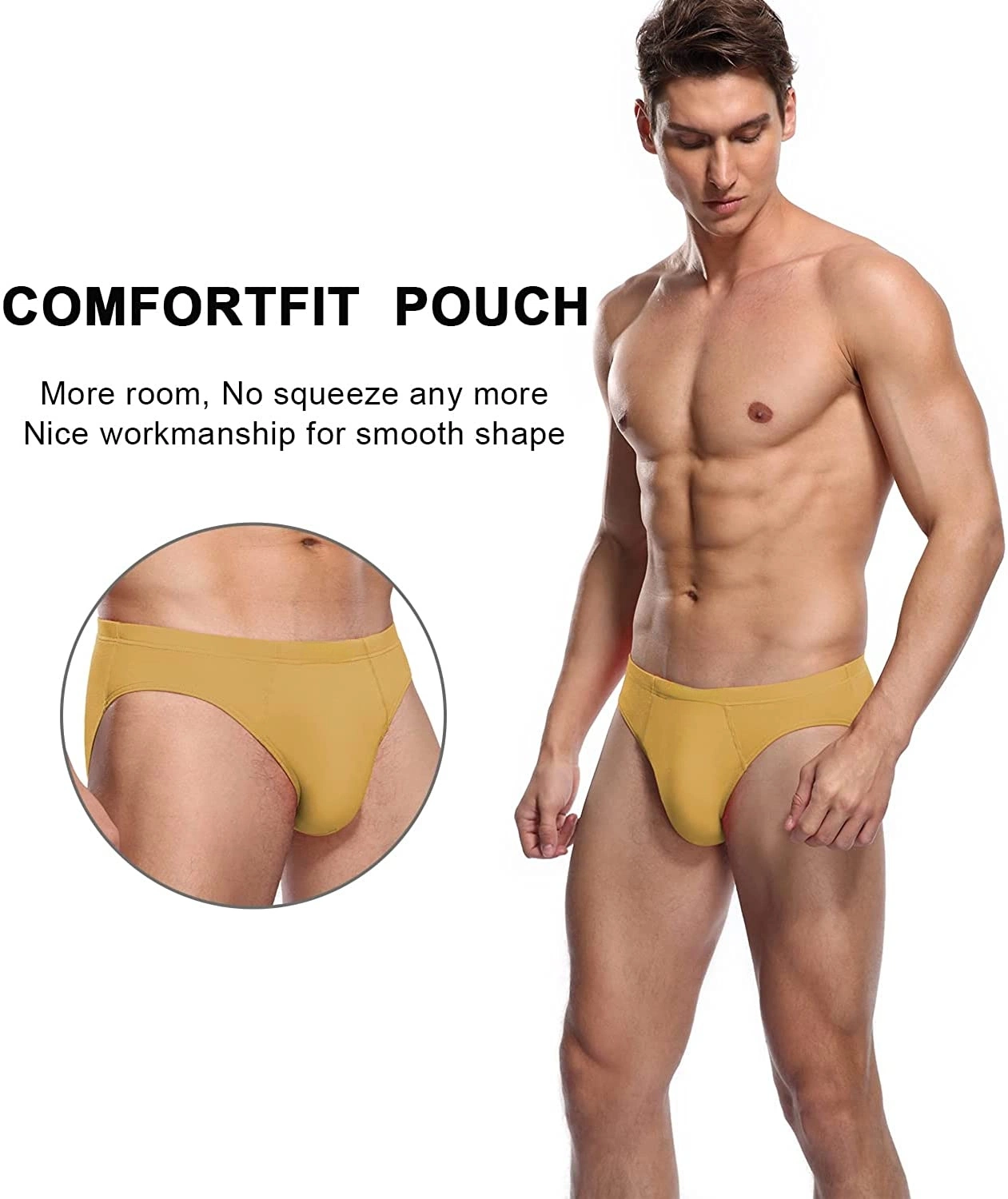 Les hommes Sous-vêtements microfibre Modal mémoires No Fly couverts ceinture soyeux slips tactile