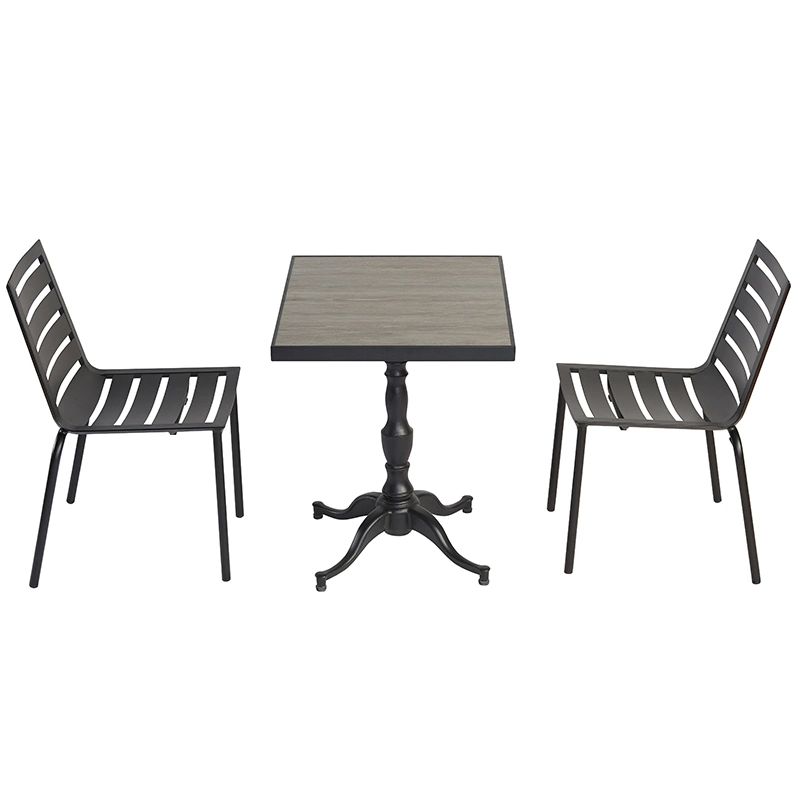Aluminum Plastic Wood Table Tope Outdoor Furniture Dining Chair Set