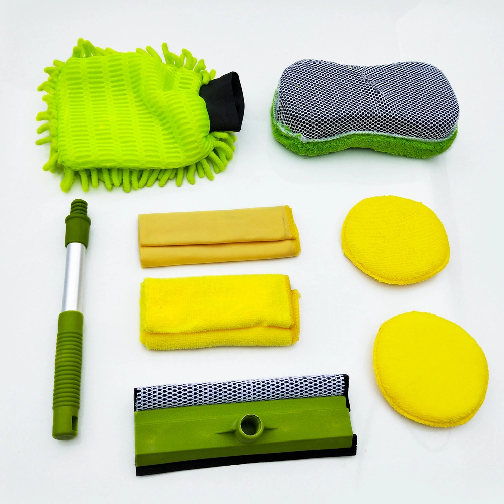 Car Wash 9-Piece Car Wash Mitts Window Scraper Brush Towel Waxing Sponge