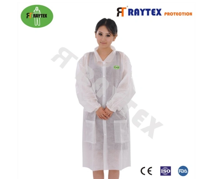 Disposable Microporous SMS PP Lab Coat with Pockets