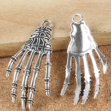 DIY Retro Zinc Alloy Accessories Skeleton Hand Necklace Bracelet Pendant