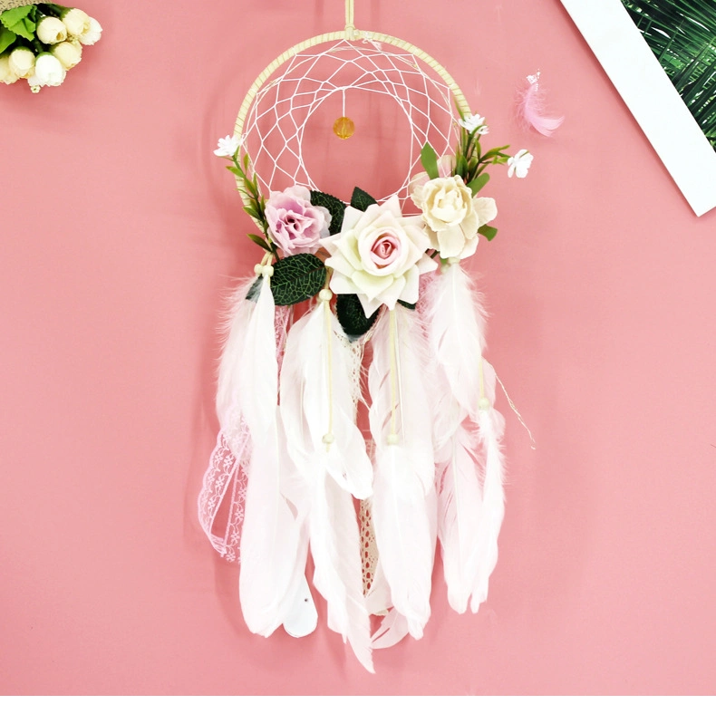 Diseño de flores Dream Catcher decoración de pared de plumas