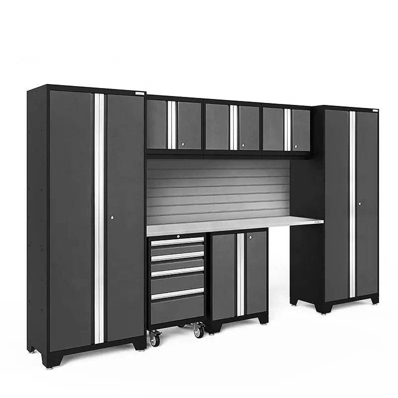 18 Gauge with Wood Worktop Garage Organizer Black and Graygarage Storage Cabinet Sets