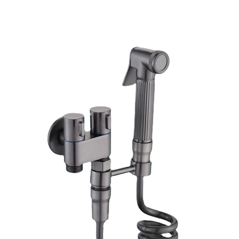 Toilet Angle Valve Flush Spray Gun Faucet Check Valve Double Water Outlet Companion Toilet Water Valve with Gun Nozzle Washer