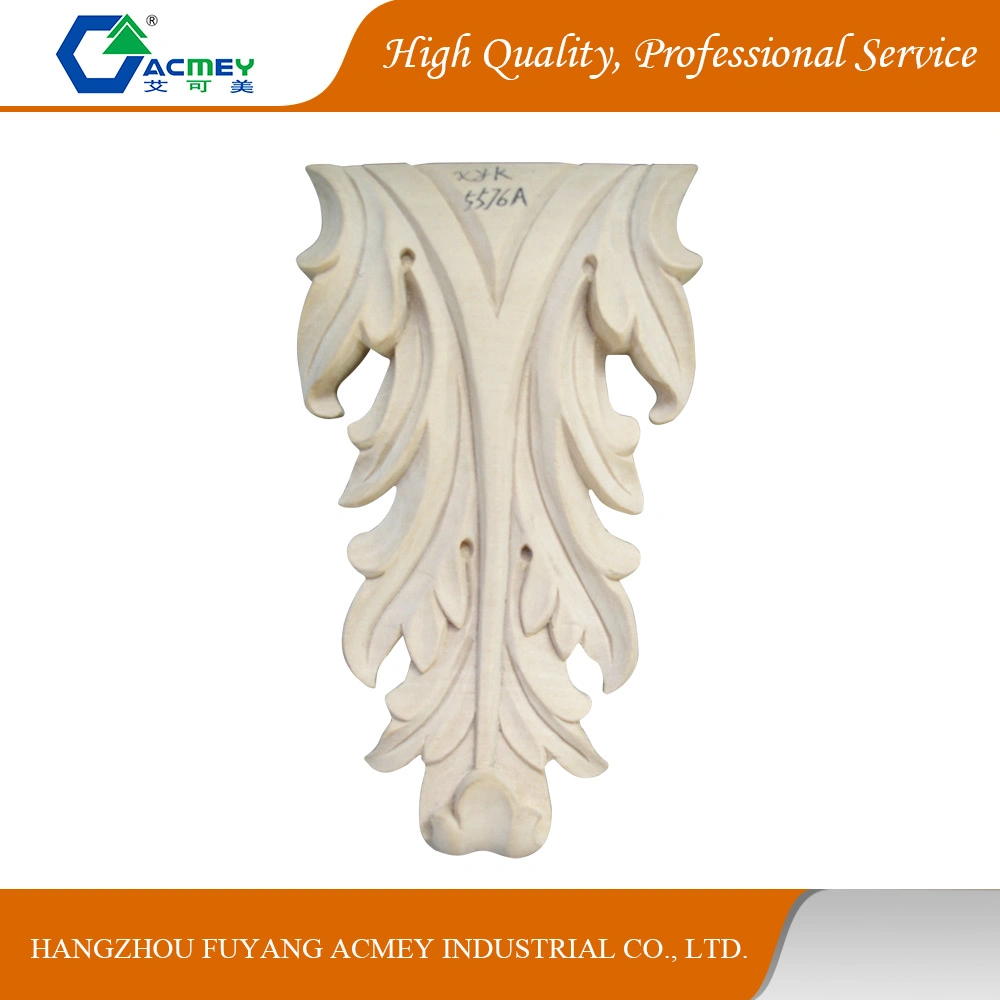 Solid Wood Hand Carved Onlay for Furniture/Door Decor