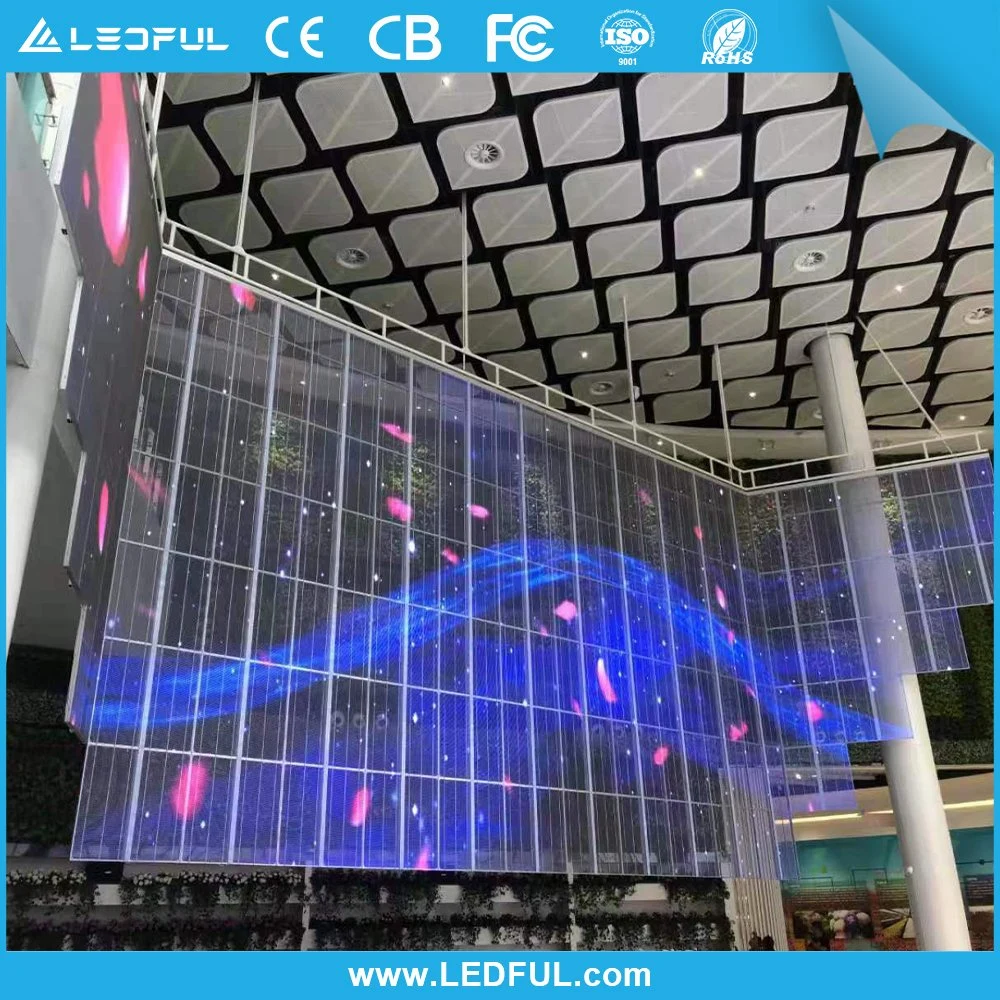 Clear Transparent LED Video TV Wall P3.91mm Indoor LED Mesh Curtain Digital Signage Displays 3D LED Screen P3.91