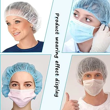 Disposable Bouffant Caps, Hair Net, Elastic Breathable, Dust Cap for Food Service