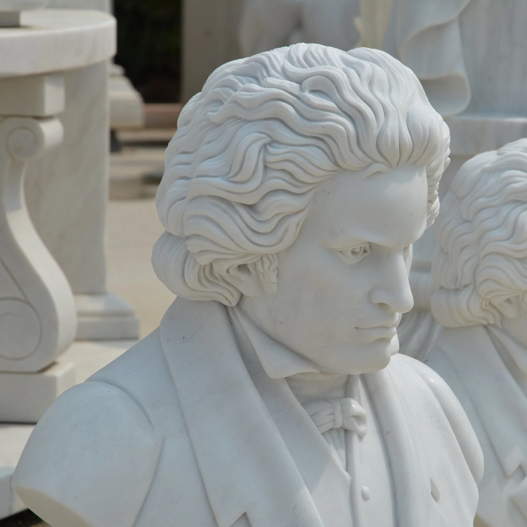 Decoración personalizada de mármol blanco Beethoven Man Bust