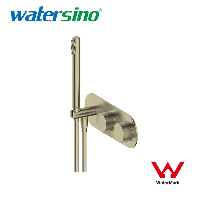 Watermark Full Solid Brass Brushed Knurled Round 5 Holes Shower Bath Basin Mixer Tap