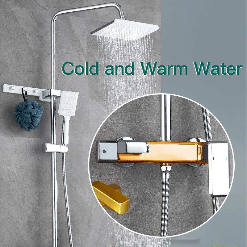 Cold Warm Shower Faucet Mixers Solid Brass Shower Set Adjustable Height