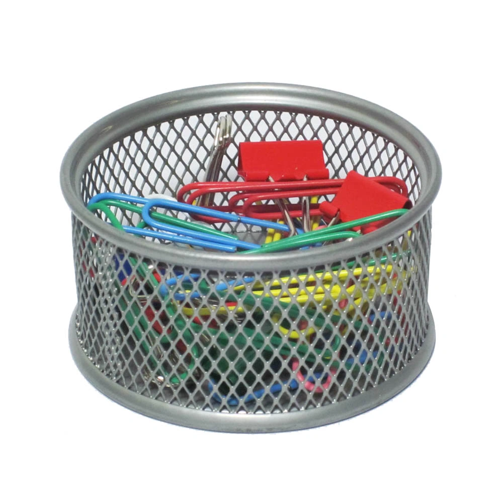 Office Home Metal Wire Mesh Desktop Organizer Paper Clips Holder