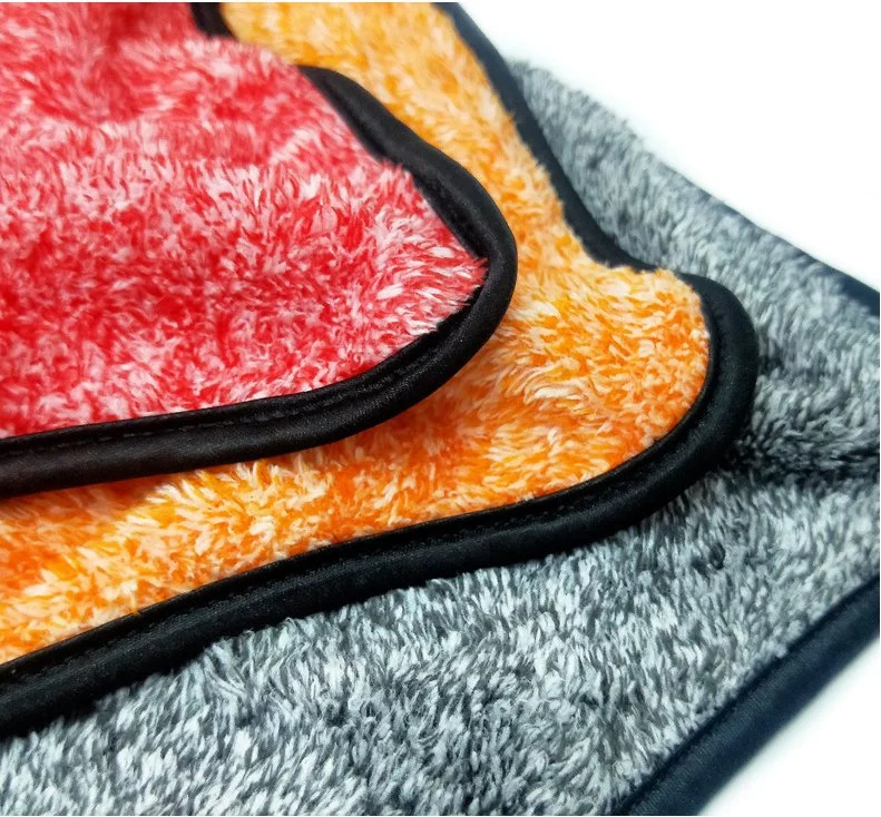 390GSM 35*35cm Microfiber Coral Fleece Cationic Cleaning Scouring Pad Absorbent Car Wash Towel Double-Sided Household Textile