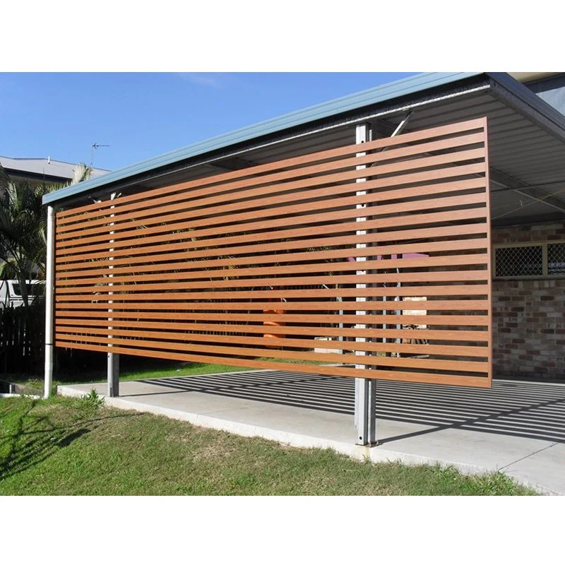 High Quality Outdoor Decorative Surface Wood Grain Privacy Safety Security Garden Farm Metal Aluminum Fence Panel Post