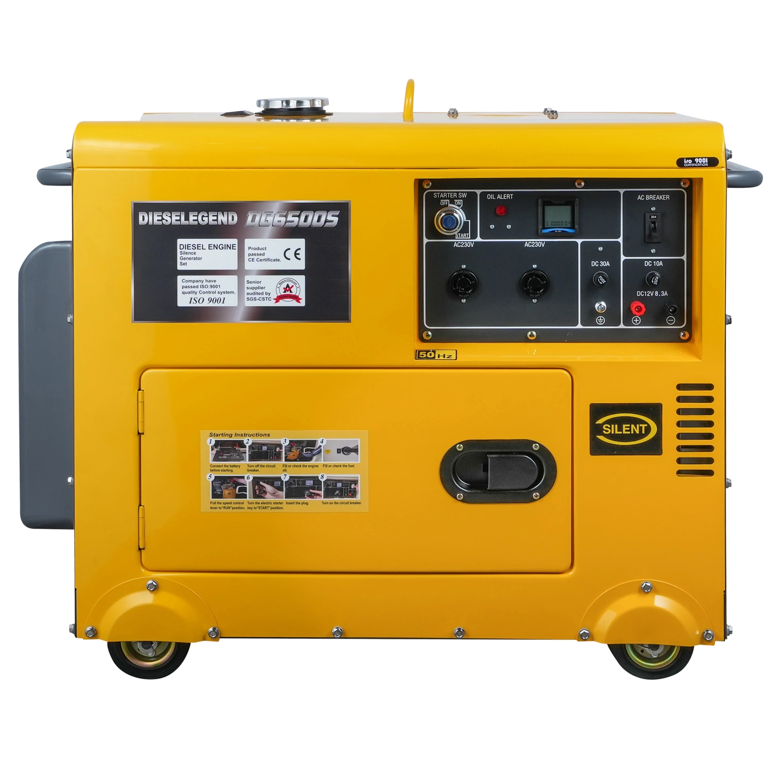 Conjunto de gerador silencioso a diesel de 5 kw/6 kW/7 kw (DG6500S) arrefecido a ar