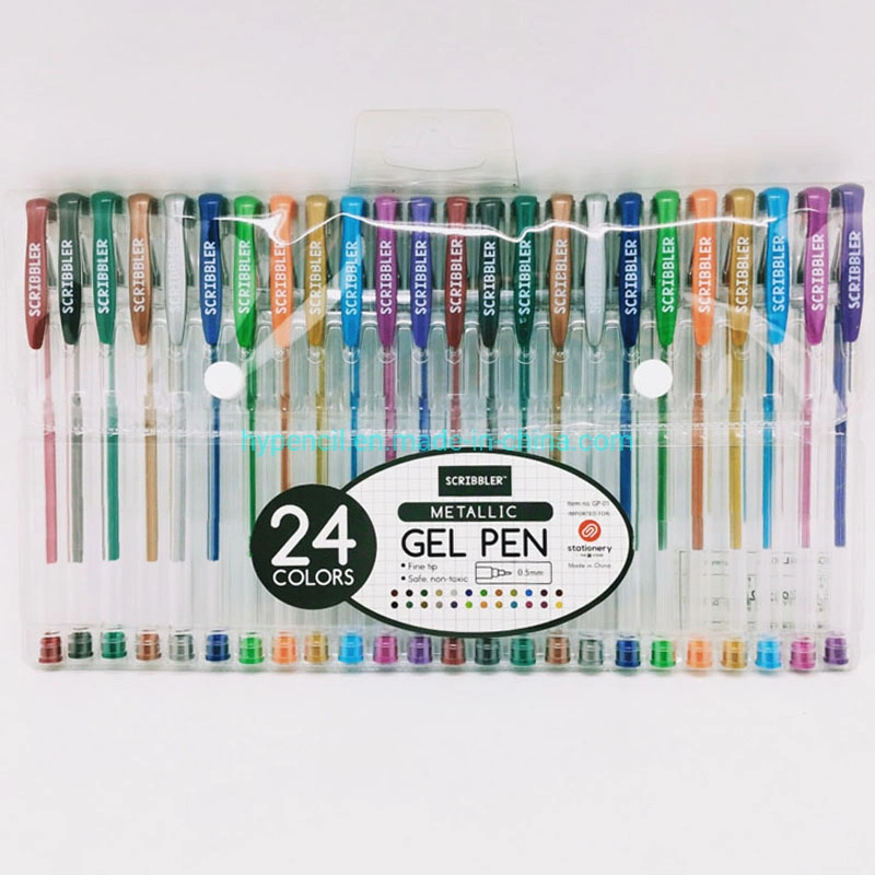 Office School Stationery Art Supplies Set of 24 Metallic Gel Ink Pen