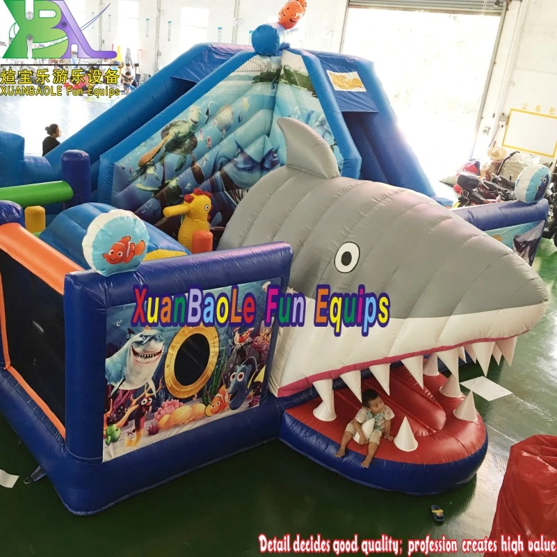 Outdoor Inflatable Toy Shark Jumping Bouncer, Inflatable Fun City Playground/ Sea World Inflatable Bouncer for Toddler