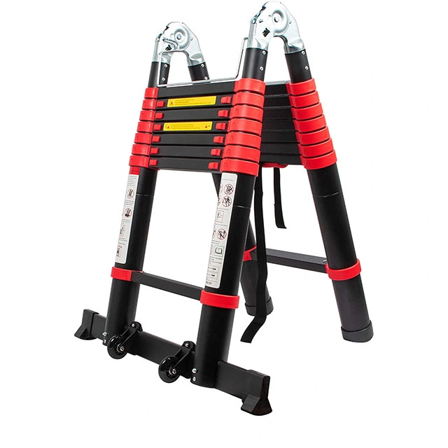 2X8 Step 16.5ft Aluminum Hinges Foldable and Telescopic Ladder with EN 131