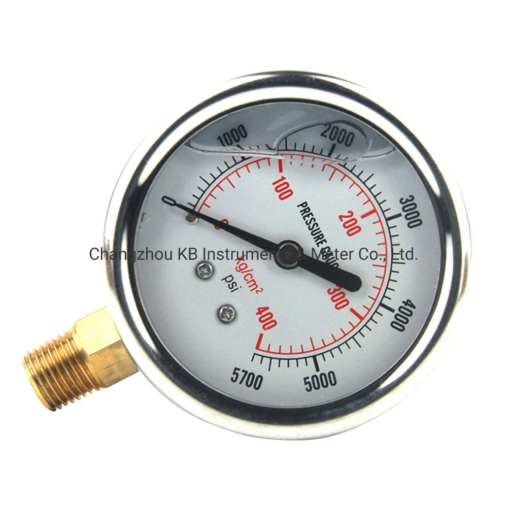 60mm 0-100 psi radiales Manometer aus Edelstahl Flüssigkeitsgefüllter Druck Druckmanometer Luft Öl Wasser Hydraulikmanometer 1/4 NPT