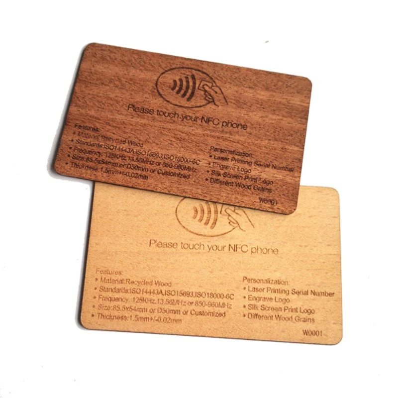 Venta al por mayor de madera RFID Hotel Key Card Medio ambiente de madera NFC Negocio Tarjeta inteligente