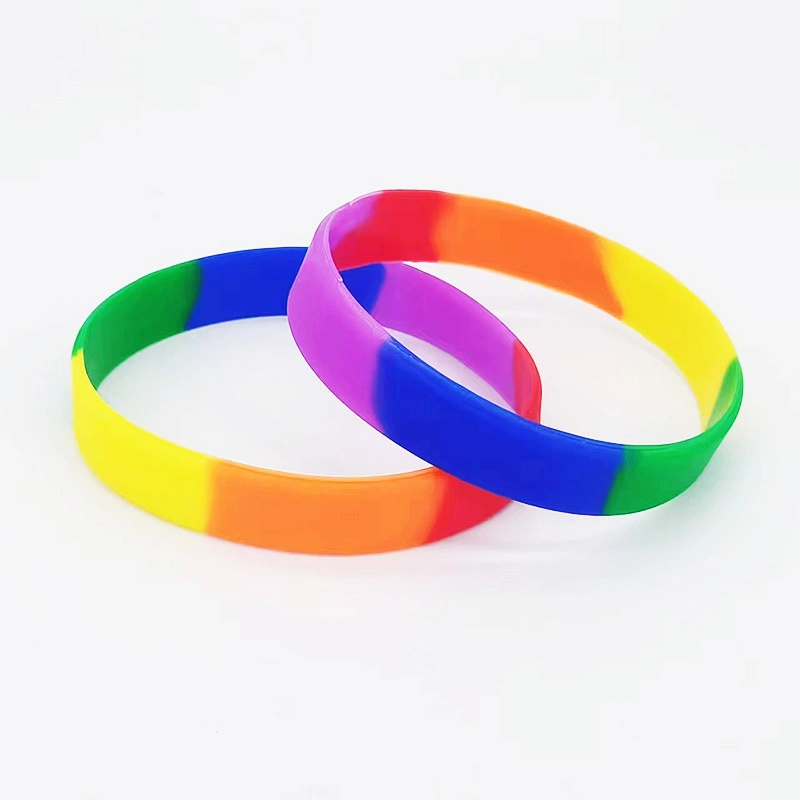 Personalized Debossed Silicone Hand Band Bracelet Custom Pride Lgbt Gay Rainbow Wristband