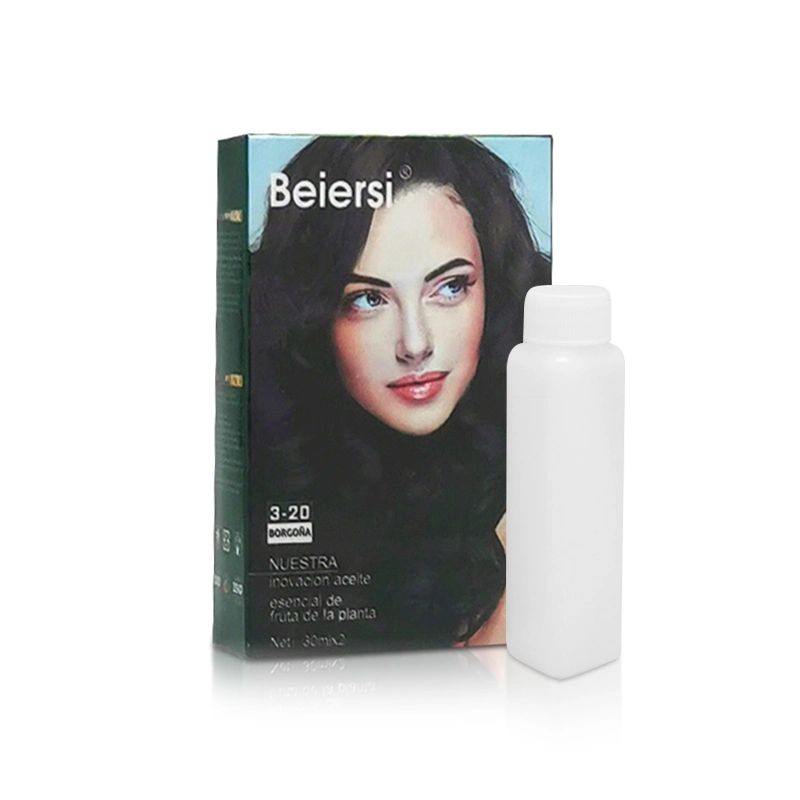 Permanente de doble acción oxígeno púrpura claro cabello negro Color Crema de tintes