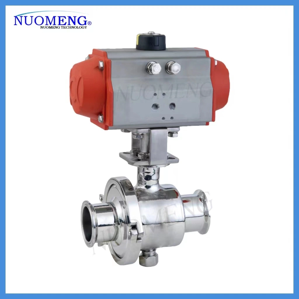 DIN Sanitary Stainless Steel SS304/316L Pneumatic Actuator &Horizontal Type Pneumatic Butterfly Valve