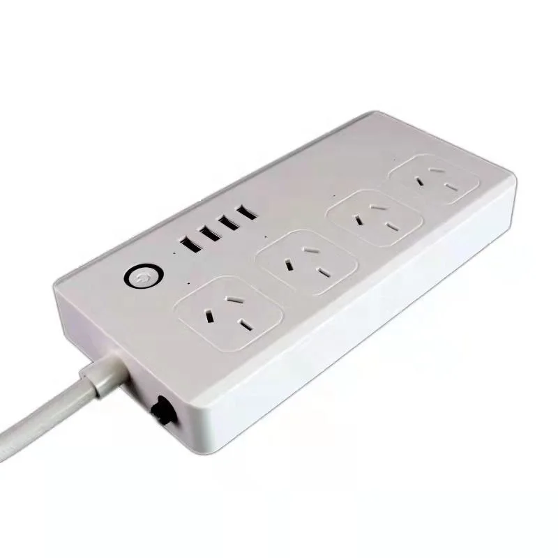 10A Tuya WiFi Smart Power Strip 4 AC Points de vente et 4 ports USB UA Prise d'extension avec Alexa Accueil Google