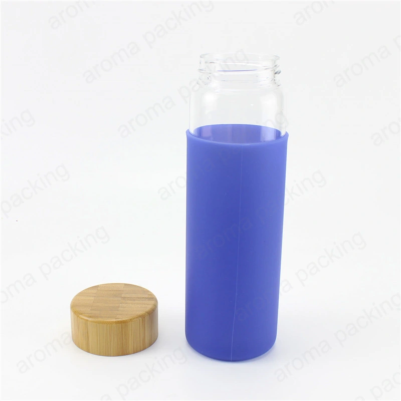 550ml 600ml Borosilicate Drinking Glass Water Bottle with Bamboo Lid