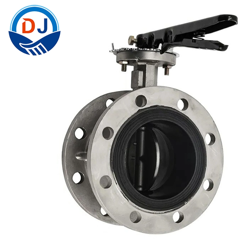 Stainless Steel CF8 Class 150/300 Rubber-Seal Double Flange Butterfly Valve Lever Operated