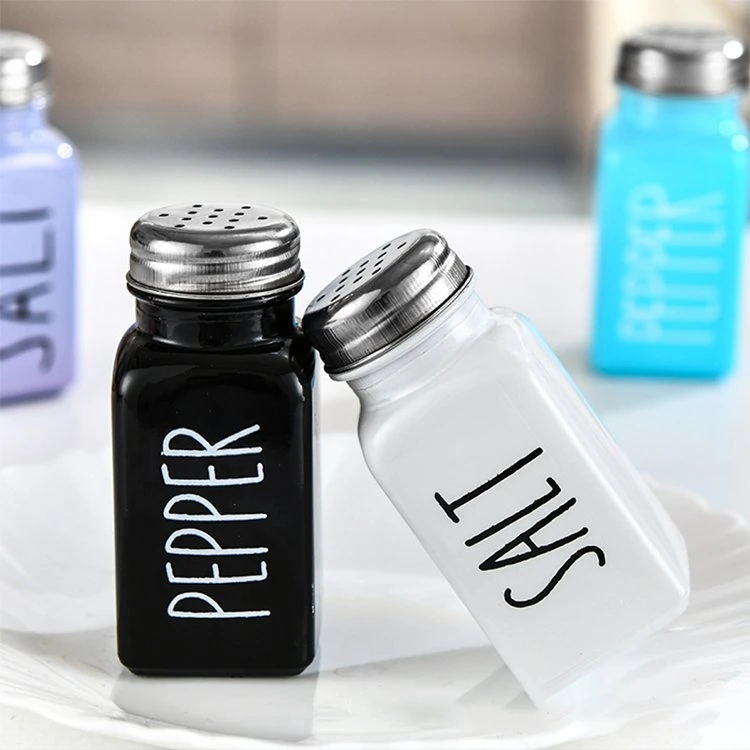 Square Seasoning Bottle with Hole Spray Paint Glass Seasoning Jar 70ml Small Storage Containers Glass Spice Jars