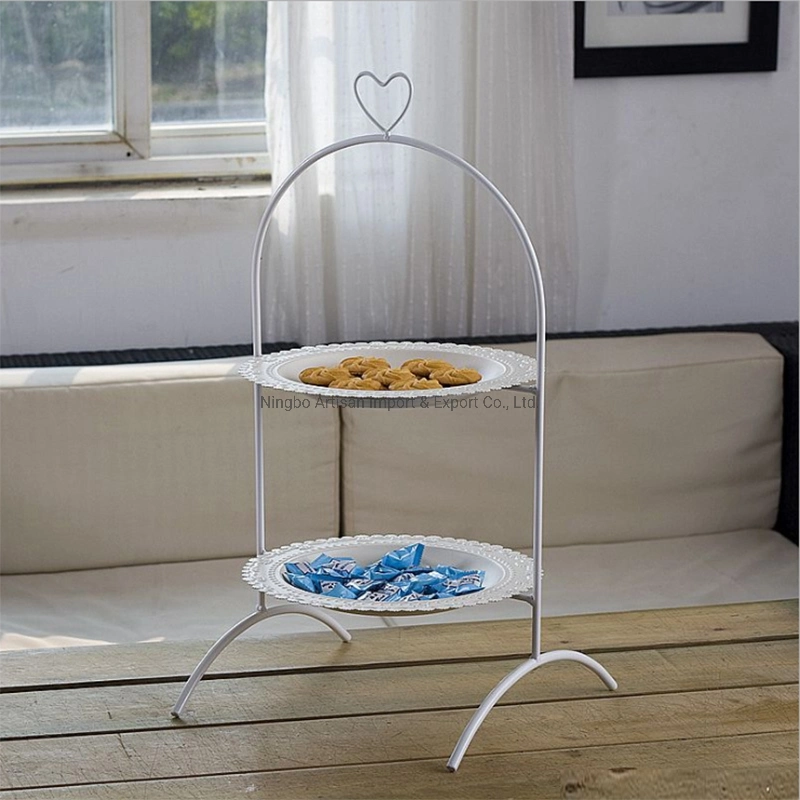 Manufacturer 2-Tier White Iron Cake Food Fruit Holder for Party