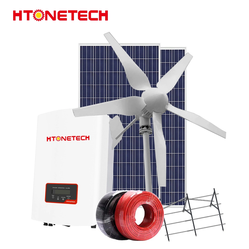 Htonetech China Mono Panel Solar Mayorista/Proveedors 5kw 8kW en Red 3kVA sistema de Energía Solar con Generador de Aerogeneradores móviles