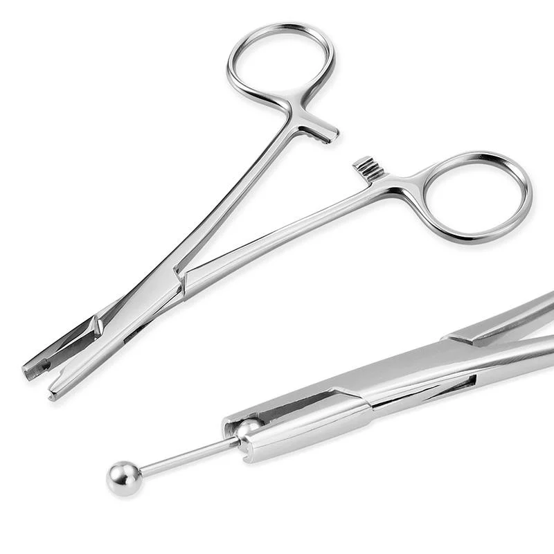 Septum Forceps de acero inoxidable 15,5 cm cuerpo cuerpo cuerpo cuerpo cuerpo de nariz de Navel Pinzas para perforación de orejas / alicates / Forceps resistente al óxido al por mayor Herramienta de perforación