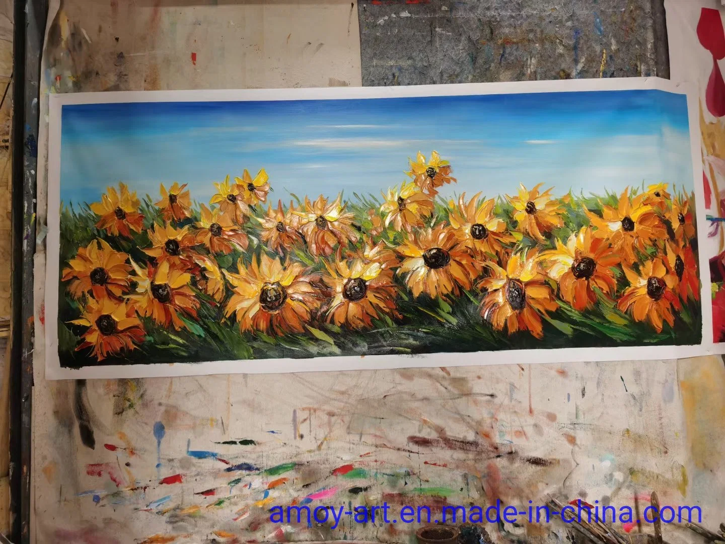 Handmade Sunflower Canvas Oil Paintings for Home Decor