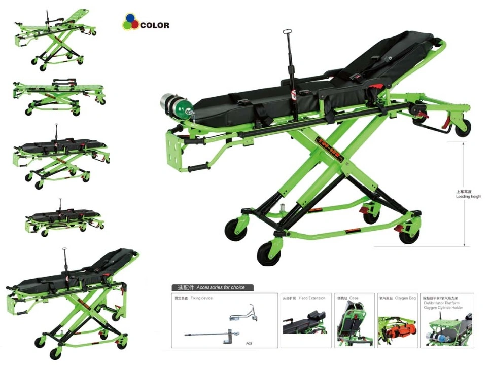 Aleación de aluminio ajustable Hospital médica de emergencia ambulancia camilla plegable