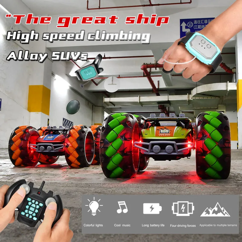 Double Remote Control Mode High Speed Big Wheel Cross Country Vehicle Kids 1: 10 G-Sensor RC Kletterlegierung Spielzeugautos für Offroad