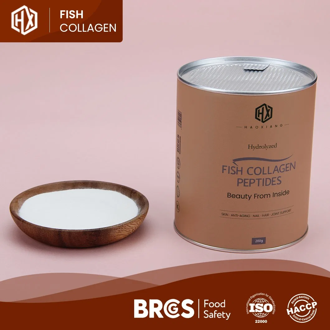 Haoxiang Tilapia escamas colagénio peptídeos granule peptídeo puro nenhum Adicionar Branqueamento de pele Anti-envelhecimento Healthcare produto grau alimentar e Cosmetic Grade Vitamina em pó