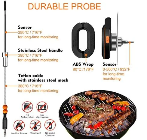 Waterproof BBQ Smoker Thermometer 2 Probe for The Grill