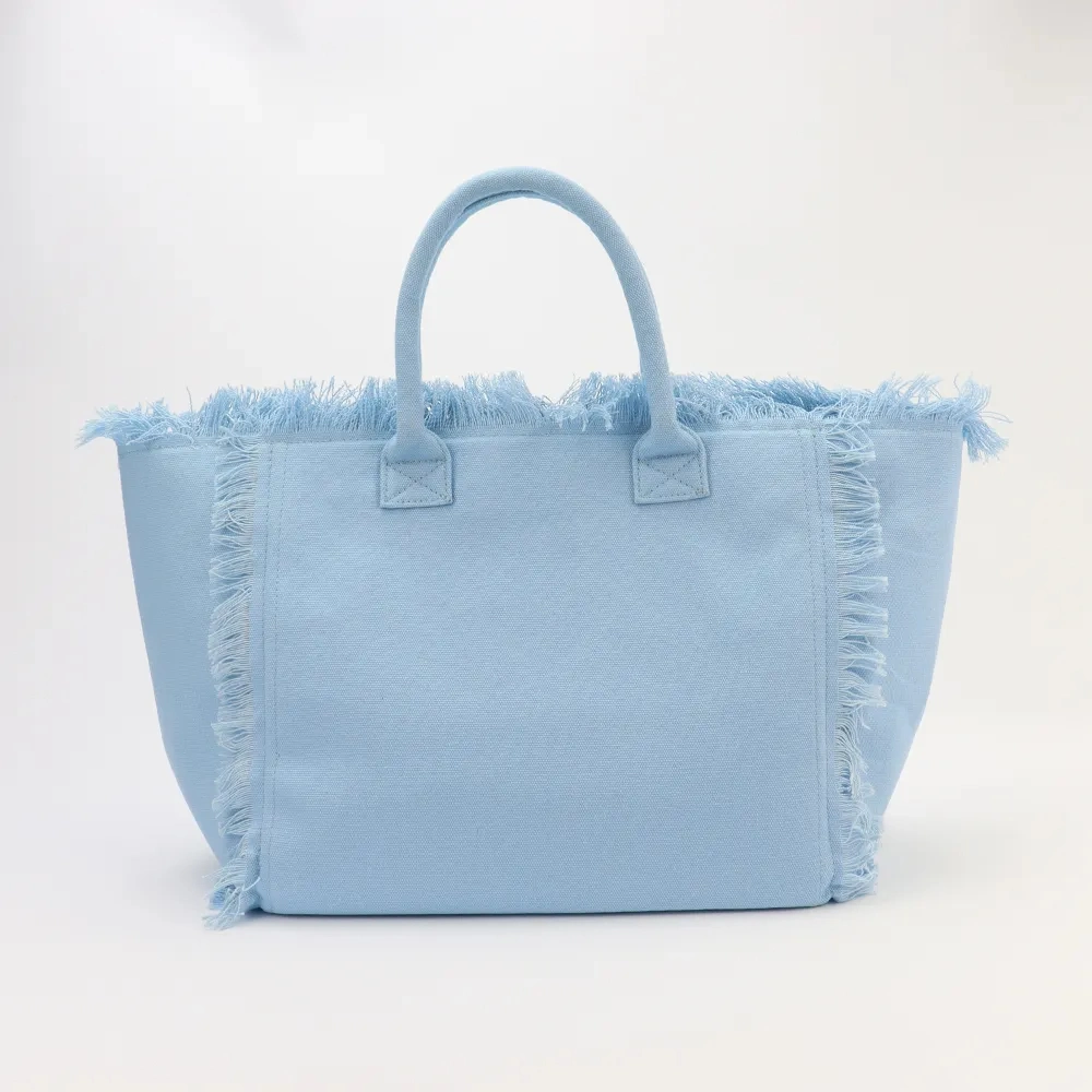 New Arrival Wholesale Women Fashion Beach Handbags Large Waterproof Tassel Canvas Tote Bag