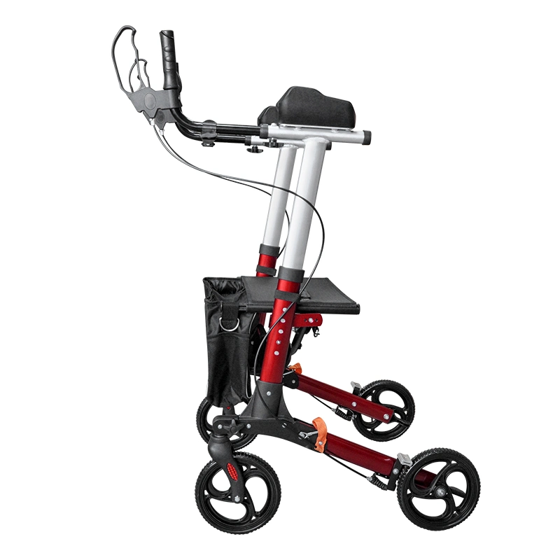 Adults Walker Double Folding Aluminium Rollator, Upright Walker for Adults