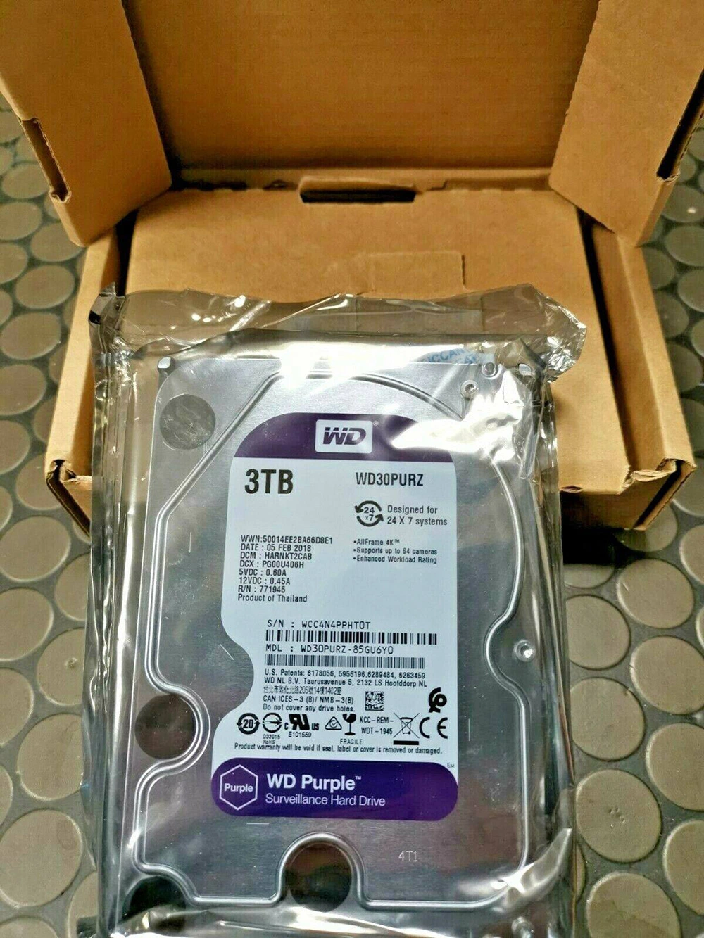 Western Digital Purple Surveillance 3tb Hard Drive Internal Hard Disk 5400 Rpm 3.5 Inch (WD30PURZ) Wd SSD/HDD