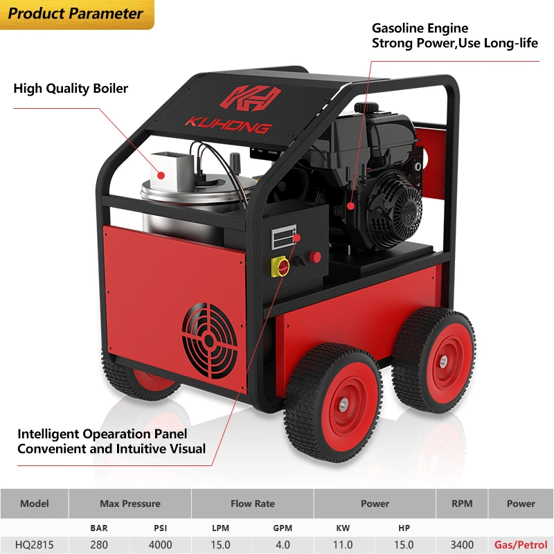 Kuhong 280 bar 4000 psi 15lpm lavadora de alta pressão quente e fria com CE