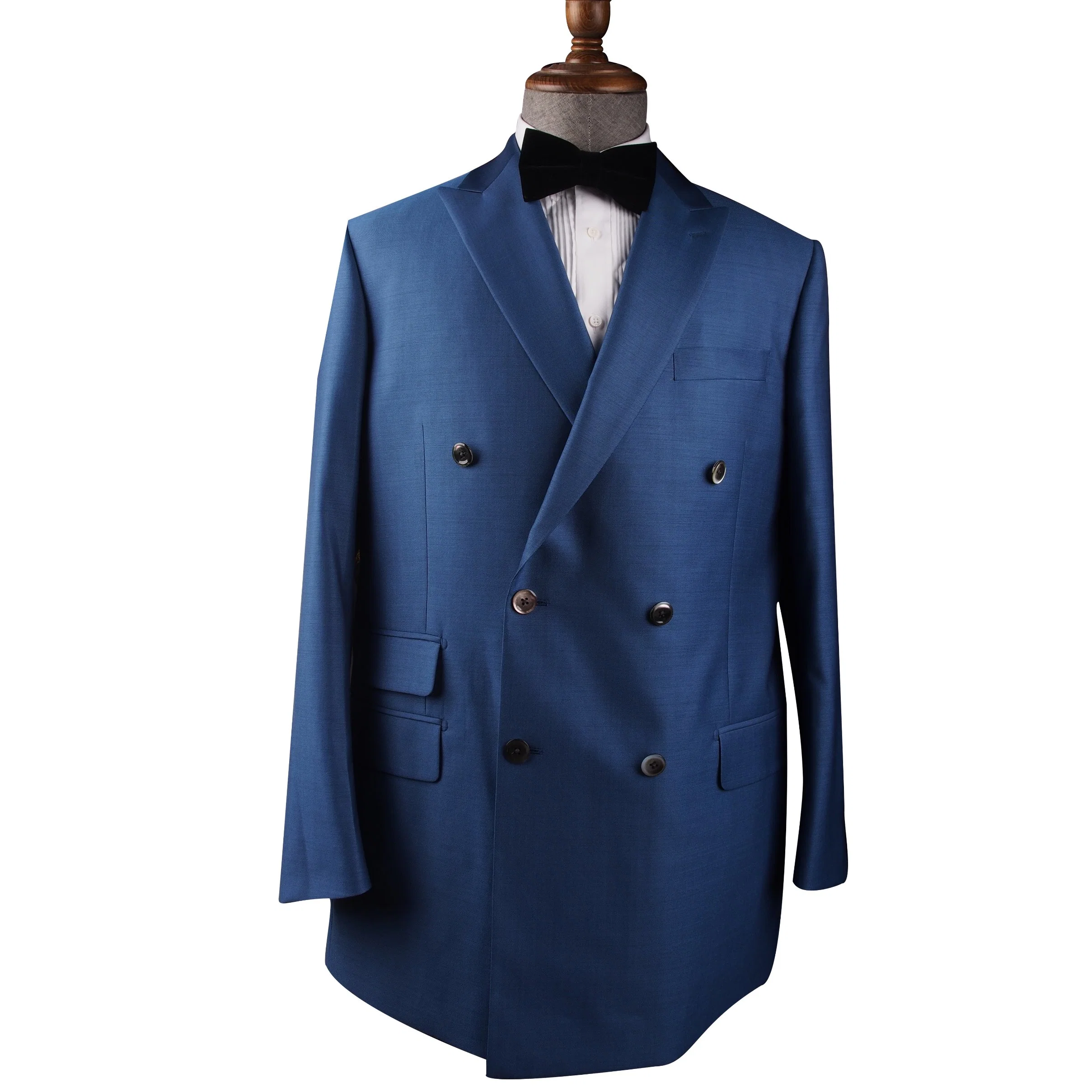 Wholesale/Supplier Custom Made Blue Plain Double Breasted Jacket 100% Wool Woven Suit