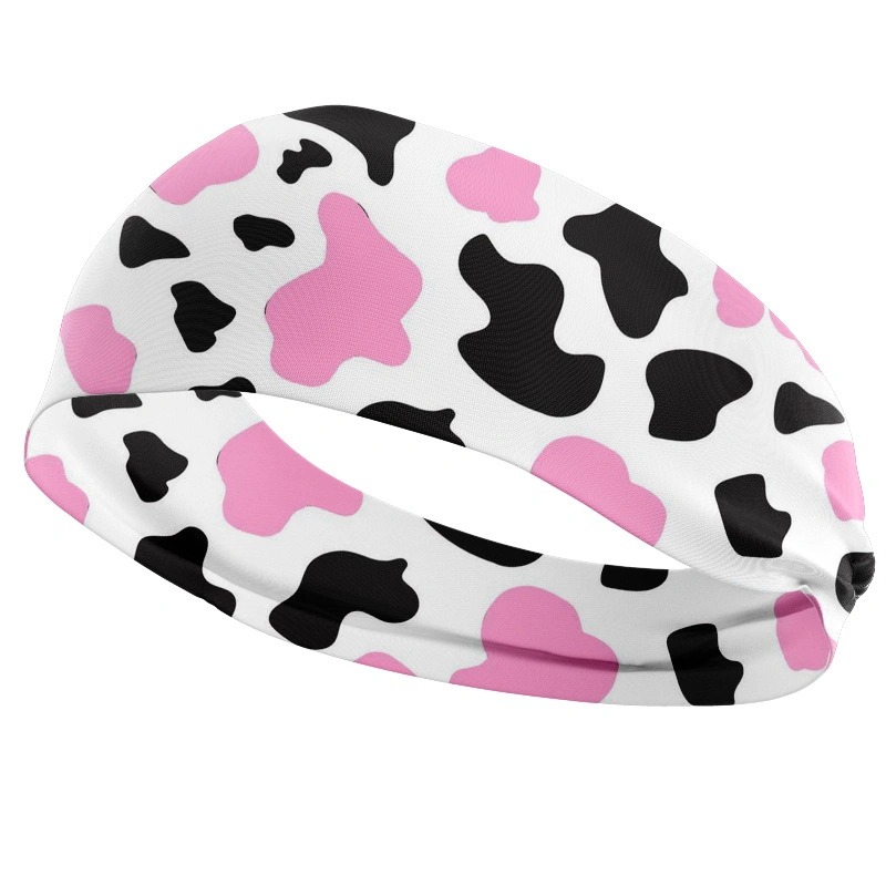 Sports Headband High Stretch Cow Print Headpiece Wide Brimmed Hairband