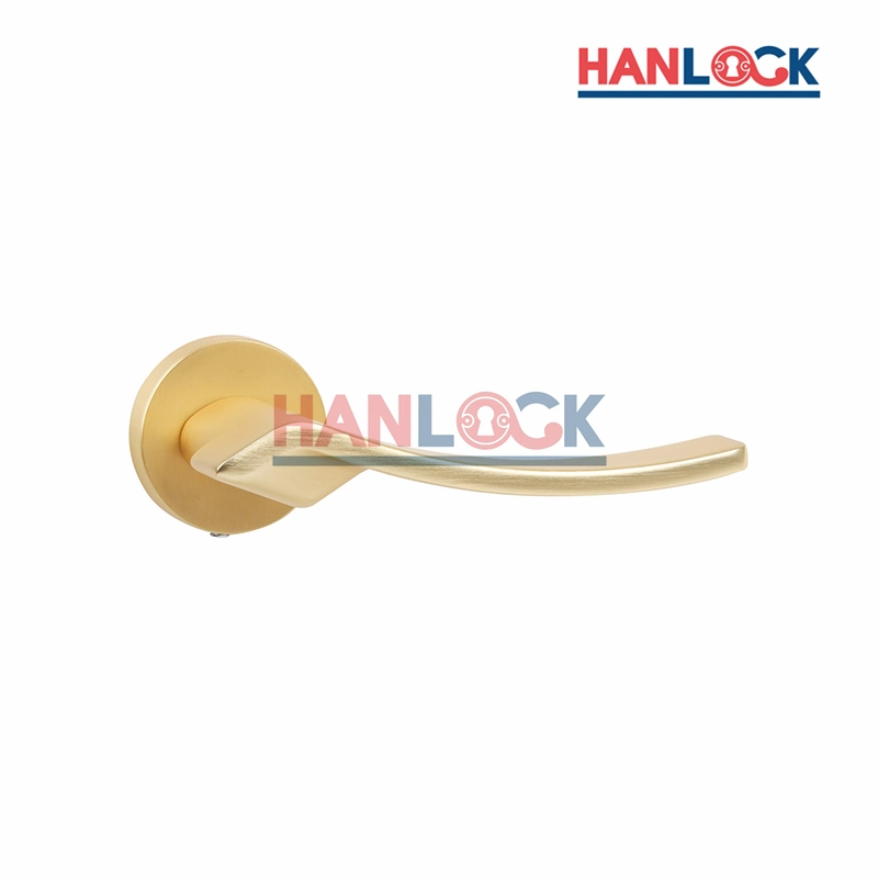 Wave Shapes Zinc Alloy Wooden Door Lever with Round Rosette