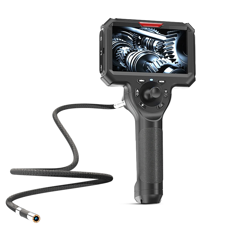 Flexible Industrial Video Endoscope with 3.9mm Probe Lens, 5 Inches Display, 360 Degree Joystick Articulation, Waterproof IP67